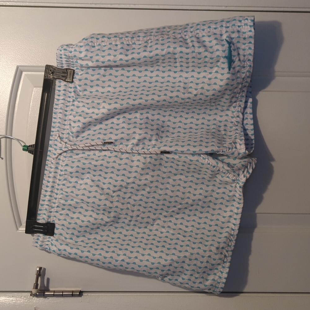 Blue and white swimming trunks